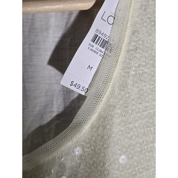 LOFT Cream Sequin Tank Top - Picture 4 of 6